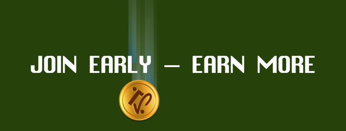 The image features a banner with white text that reads "JOIN EARLY - ENABLE - Earn More" against a green background. Below this banner, there's an illustration of a gold coin falling from the top left corner towards the bottom right corner of the image. The image also contains some text that says "Digital assets @timesoulcom". This suggests that the image is related to digital content or services provided by Timesoulcom.