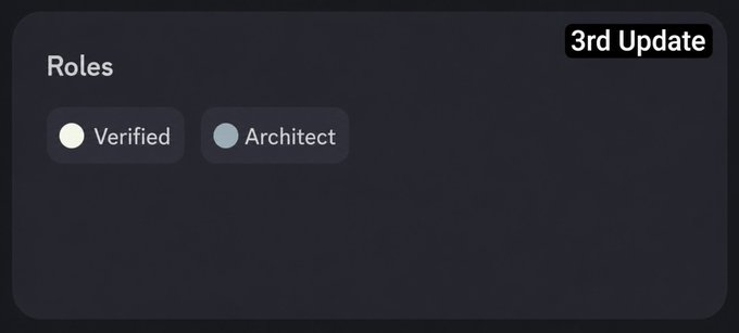 A dark interface panel labeled 'Roles' with '3rd Update' in the corner, showing 'Verified' and 'Architect' badges.