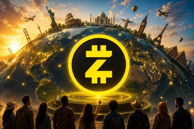 A glowing Zeta (Ⓩ) cryptocurrency logo hovers over a stylized Earth adorned with iconic landmarks like the Statue of Liberty, Taj Mahal, Eiffel Tower, and Pyramids, while a diverse group of people from around the world gather below, symbolizing the global, decentralized mining network described in the post about Zeta Network connecting millions of miners across every country and timezone.