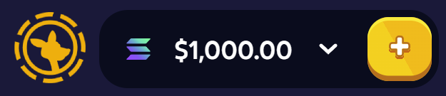 The image shows a digital wallet or balance display from Roobet showing a balance of $1,000.00, featuring the Roobet logo on the left, the Solana (SOL) network icon, and a yellow plus button on the right. This connects to the post about getting "Tipped 😎" on Roobet, likely referencing a crypto-based tipping or gambling feature using Solana funds.