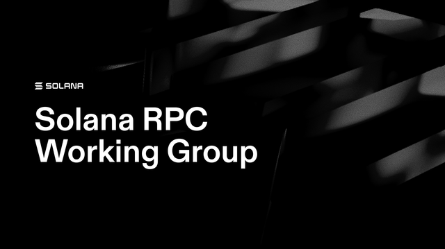 The image features a black background with white text that reads "Solana RPC Working Group". This suggests that Solana, a company based in San Francisco, has recently launched an RPC working group focused on open infrastructure. The presence of this group indicates that they are actively collaborating and sharing ideas to develop innovative solutions for the open infrastructure space.