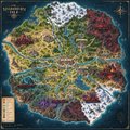 A fantasy map image showing various territories and regions on a stylized world map.