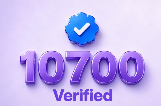 A graphic shows a blue cloud-shaped checkmark icon above the large purple number "10700" and the word "Verified".