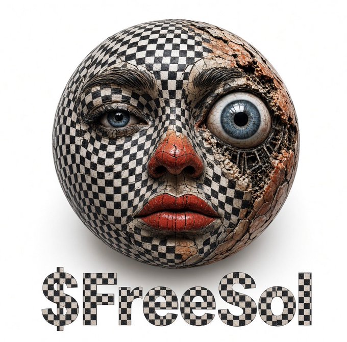 An artistic rendering of a distressed, spherical face with a checkerboard pattern, one realistic blue eye, and the text 'StresSol' below.