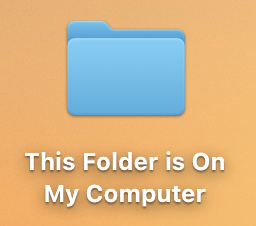 A blue folder icon on an orange background with the text "This Folder Is On My Computer" below it. The image relates to the post by setting up a visual punchline, as the folder being on one's computer is a mundane detail that becomes humorously suspicious in the context of being asked what is *not* being stored there.