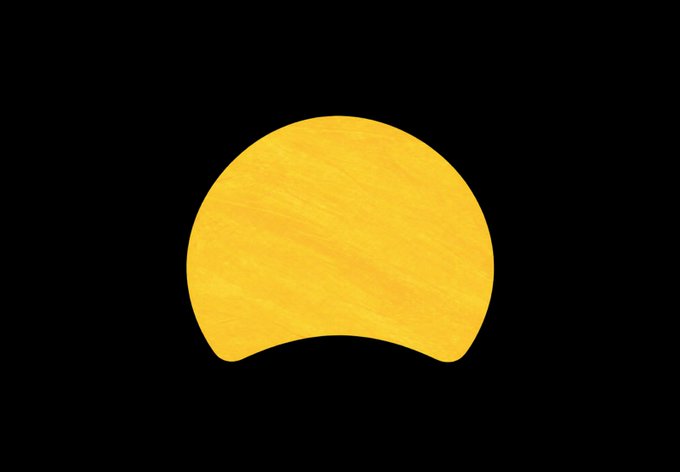 The image shows a yellow watercolor-textured shape resembling a setting sun or the upper half of a circle with a curved notch cut from the bottom, displayed against a black background. This represents the new Dia browser logo, a redesign of the brand's icon featuring its signature minimalist geometric form with a warm, hand-painted aesthetic.