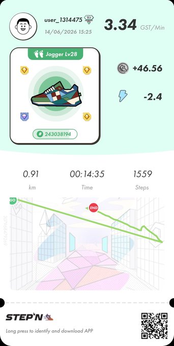 The image shows a phone screen displaying a fitness app that tracks steps taken, calories burned, and distance traveled during a walk or run. The app also provides information about the user's location and the time of day. The screen displays a map with a pink building in the background, indicating the user is walking through an urban area.