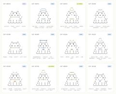 A grid of twelve similar icons depicting a stack of coins with a downward arrow, featuring slightly different styles and labels in various languages.