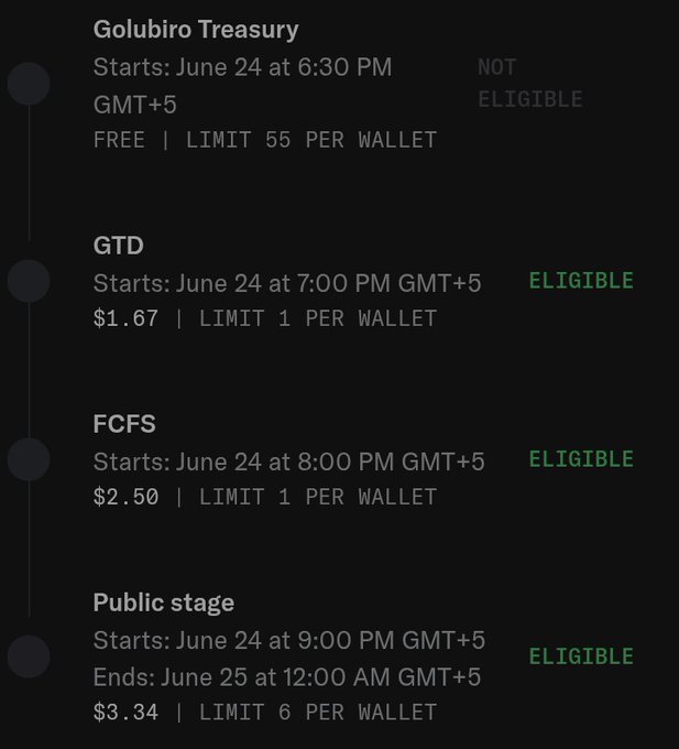 The image shows a screenshot of a cell phone screen displaying information about a public stage event, likely related to cryptocurrency or blockchain technology. The text on the screen provides details such as the start time, end time, and cost for attending this event. The image also contains a green checkmark symbolizing that it is available for purchase.