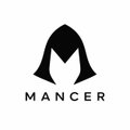 Black and white logo featuring a stylized hooded figure above the text 'MANCER'.