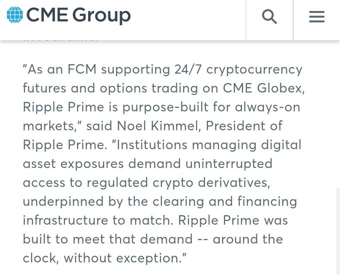 In the image, there is a screenshot of an email attachment featuring text about Ripple prime cryptocurrency. The main content discusses Ripple Prime's purpose as being built for always-on markets. Ripple prime has been created with a purpose designed to provide access to regulated cryptocurrencies and manage digital assets, particularly for exchanges where there are no regulations in place. It is also meant to reduce the demand for cryptocurrency in cases of regulatory authorities enforcing new rules or restrictions on exchanges. The post appears to be about this specific feature, as it talks specifically about Ripple prime's purpose-built for always-on markets and its ability to help manage digital assets without requiring a permission slip from regulatory authorities.