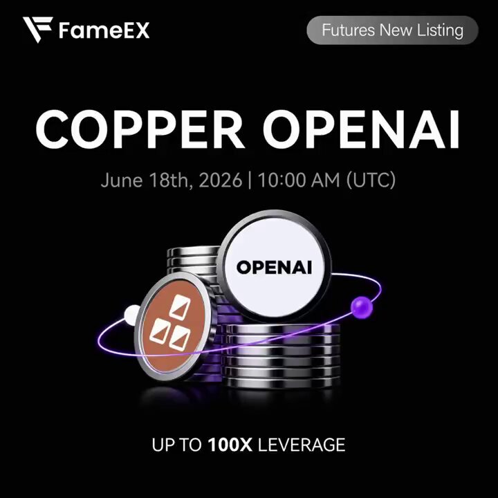 The image features a poster for an event related to copper openai, which appears to be a trading event or promotion. The poster includes two stacks of coins, one silver and one brown, with the text "COPPER/USDT" on top of them. The event is scheduled for June 18th at 10:00 AM (UTC) in the United States. The poster also mentions that there are new listing details available, which could be related to the copper openai trading pairs or other relevant information about the event.
