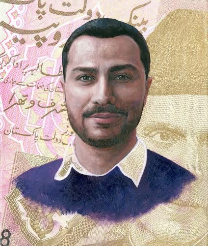 A painted portrait of a bearded man appears alongside a post in which he reflects on being featured in a 2019 crypto "top-10" list as "the humble engineer," noting that he reluctantly agreed to the interview and now believes excessive humility can hold founders back.