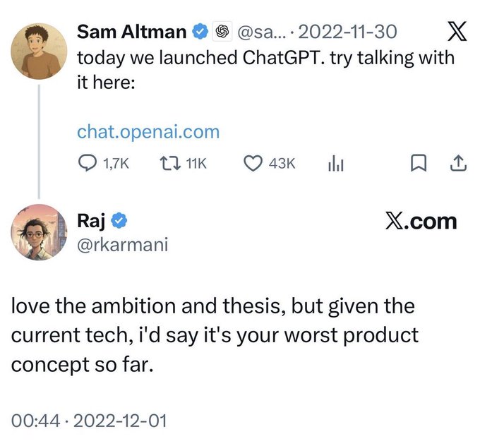 The image shows a Twitter post with two people's names, Sam Altman and Raj. The post contains text about the current tech industry and mentions a product called $Qubic. The post also includes a link to a video of a man talking about Chat.Openai.com.