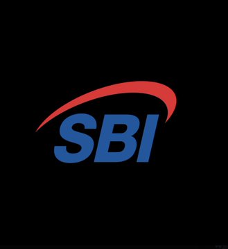 The image displays the SBI logo, featuring the letters "SBI" in blue with a red arc above them, against a black background. This logo represents SBI Holdings, the Japanese financial company partnering with the Solana Foundation to establish "SBI Solana Global," a venture focused on stablecoin issuance, tokenized real-world assets, and cross-border settlement in Japan.