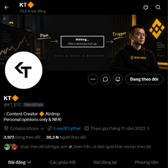 A mobile screenshot of a cryptocurrency app interface showing "KT" with a value of "703.5 tỷ đồng" and a "Đăng theo dõi" button.