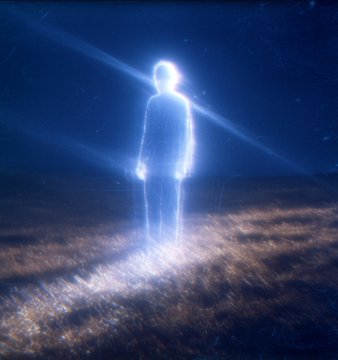 The image features a man standing in a field, with his back facing the camera. He appears to be wearing a white shirt and pants as he looks towards the left side of the frame. The background consists of a dark blue sky, which contrasts with the bright sunlight shining down on him. There is also a small amount of grass visible near the man's feet.

The image has been edited to include a caption that reads "Good morning ?". This suggests that the photo was taken during the early hours of the day when the sun is rising or setting, creating a serene and peaceful atmosphere. The post appears to be related to the Infinite series by incorporating elements from the series into its content.