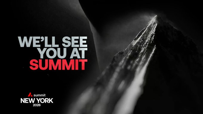 A promotional graphic with text 'WE'LL SEE YOU AT SUMMIT' and 'summit NEW YORK 2026' shown against a black and white mountain image.