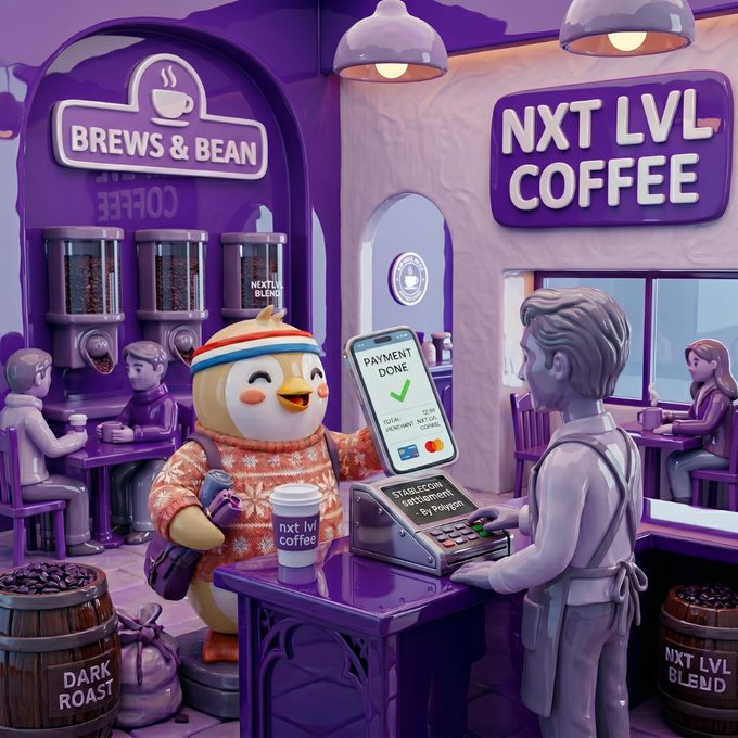 The image features a cartoon penguin standing behind a coffee counter with a cup of coffee in its beak. The penguin appears to be serving customers, while another customer is waiting at the counter. There are also other people present in the scene, suggesting that this might be a busy coffee shop or cafe. The post about GM friends and legacy financial rails discusses how these traditional banking systems may become obsolete for most use cases due to the rise of programmable money and blockchain technology. This new system allows for faster transactions, lower fees, and greater accessibility across borders.