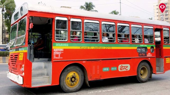 A red BEST (Brihanmumbai Electric Supply and Transport) bus from the "Kotail" fleet, branded with "FINAL FARE" on its side, serves as the visual backdrop for a prompt asking readers to suggest an Ethereum value to display on Mumbai buses.