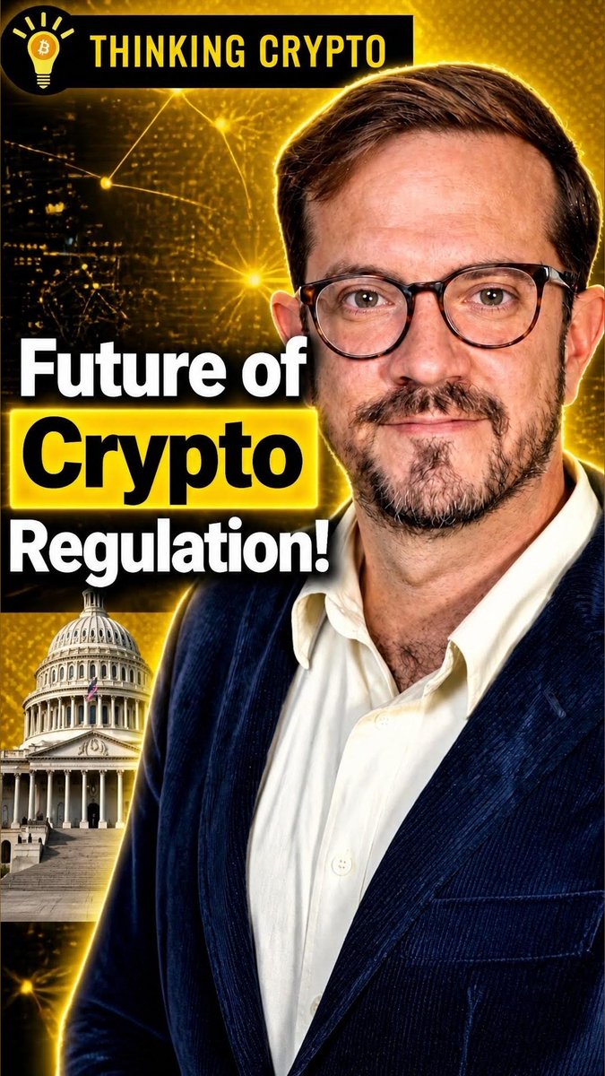A YouTube thumbnail titled 'Future of Crypto Regulation!' from 'THINKING CRYPTO' showing a bearded man with glasses in a blue jacket, with the US Capitol building visible in the lower left.
