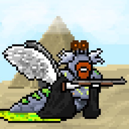 A pixel-art warrior ant-slug hybrid wields a feathered spear atop a sand dune, humorously embodying the "SOL army" battle cry of the post that references Solana ($SOL) rallying to its all-time high—merging the mundane "slug" meme with an epic desert battlefield scene.