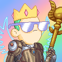 A cartoon king character wearing sunglasses and a gold crown holds a staff, styled as a digital avatar representing one of 33 exclusive honoraries in the NFT collection that members can mint for a chance to receive a unique handcrafted 1/1 piece.