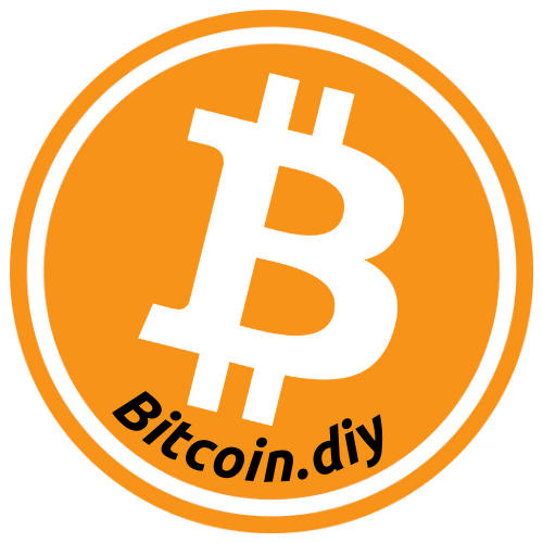 Orange circular Bitcoin logo with white 'B' symbol and 'Bitcoin.diy' text at the bottom.