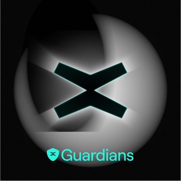 Dark circular logo featuring a stylized X symbol with the 'Guardians' text and a teal shield icon at the bottom.