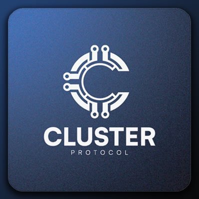 The image features a logo for a company called Cluster Protocol. The logo consists of a white circle with a black outline, which is the main element of the design. The word "Cluster" is written inside this circle, indicating that the company specializes in creating protocols and systems related to clusters. The text "Protocol" further emphasizes the nature of their work. The image also includes a caption below the logo, stating that Cluster Protocol is focused on building real infrastructure for data owners while ensuring agents pay for access to the system.