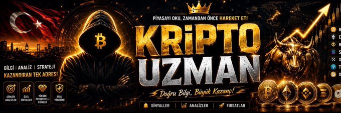 A banner advertisement for 'Kripto Uzman' features a hooded figure with a Bitcoin symbol, Turkish flag, bull imagery, and various cryptocurrency logos.