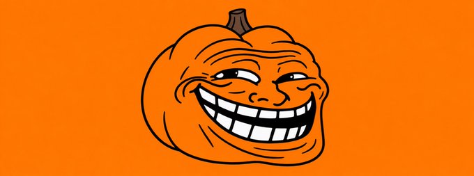 The image features a classic trollface meme with a mischievous grin set against an orange background, fitting the playful tone of the "$PUMPTROLL" token announcement. The orange color scheme and grinning face reinforce the meme coin's humorous, trolling nature, with the provided contract address signaling the token's official launch on the Solana blockchain.