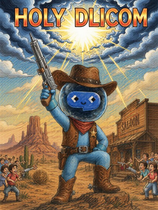 The image features a cartoon character dressed as a cowboy, holding a gun and standing on a rock. There are several other people around him, possibly fellow cartoon characters or humans, who appear to be engaged in various activities. The overall atmosphere of the scene suggests that they might be partaking in an adventure or participating in some sort of event related to the post "The More I Explore @DlicomApp The More Bullish I Become l This Isn'T Just Another Web3 Project It'S Building A Community, Creating Opportunities & Rewarding Active Users. We'r Still Early & That'S The Exciting Part. Keep Learning. Keep Participating. Keep".