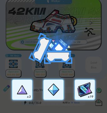 A mobile game interface showing a Nike running shoe item with a '42KM' marathon event background, displaying unlockable icons and stats including 3303/3500 progress.