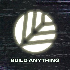 A glowing white logo featuring a stylized hand with a rising sun motif appears against a dark background, with the tagline "BUILD ANYTHING" displayed below it, visually reinforcing the post's message about CNPY Network's developer-friendly blockchain that lets users "build" with their existing skills without friction.