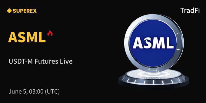 The image features a poster for ASML's USDT-M Futures Live event. The poster displays an image of a blue circle with the word "ASML" written inside. It also includes text that reads "USDT-M Futures Live", indicating that this is an upcoming live event related to ASML and their USDT-M Futures trading platform.