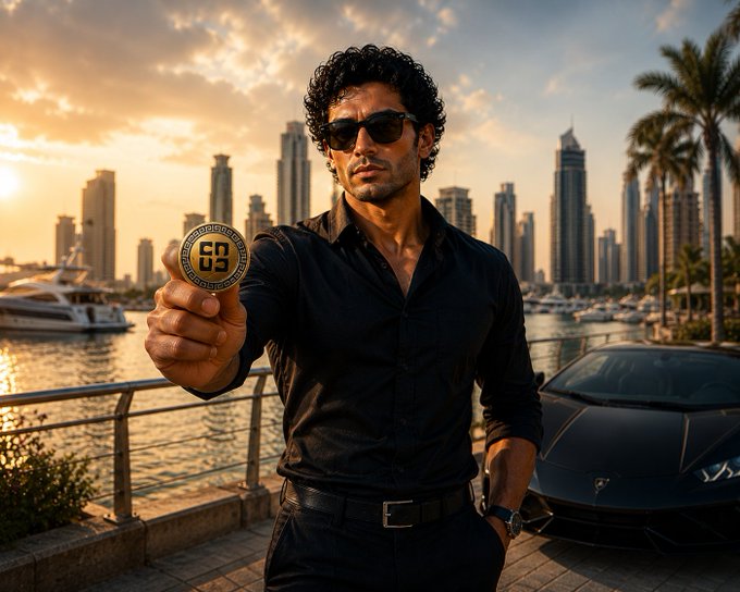 In the image, a man wearing sunglasses stands next to an expensive black car by the water. The man has a silver coin or badge in his hand, possibly a rare coin or a token related to the luxury car. The backdrop of the scene features a city skyline with buildings and boats on the water. Additionally, there is text written at the bottom of the image that reads "This afternoon I read @NomismaNetwork & QuipNetwork white paper to know intresting things My eyes stopped at Nomisma' Gasless Transaction Policy & QuipNetwork'
