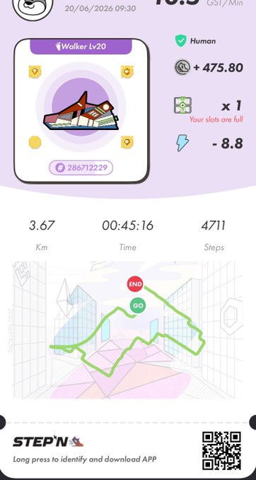 The image shows a phone screen displaying a step tracking app, which has a purple background with white text. The app displays information about steps taken, distance traveled, and calories burned during a workout session. It also includes a map of the user's location for easy monitoring of their exercise progress.