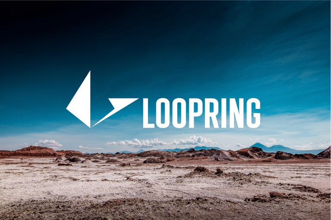 The Loopring logo is overlaid on a desolate desert landscape under a blue sky, visually reinforcing the post's theme of decline as the once-prominent Ethereum zk-rollup project shuts down its DeFi, DEX, and AMM products, joining other aging crypto projects falling by the wayside.