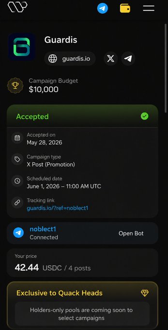 The image shows a phone screen with a message about an acceptance letter for a campaign budget of $10,000. The text indicates that the person has been accepted into the campaign.