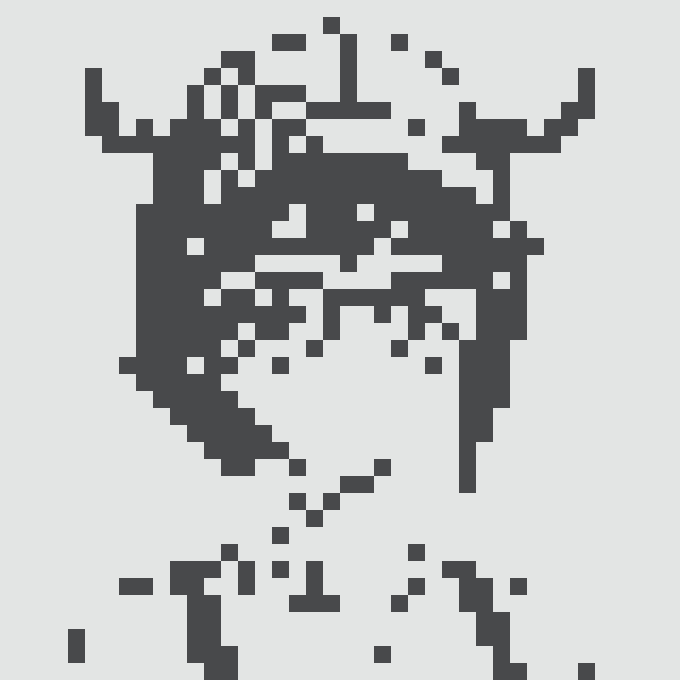 A pixelated, low-resolution digital avatar depicting a character with messy hair and a neutral expression, with the artist's signature "@normiesART" visible at the bottom. The image relates to the post as a new profile picture associated with the Normies NFT collection, which the user is considering purchasing at a lower entry price of around 0.3 ETH.