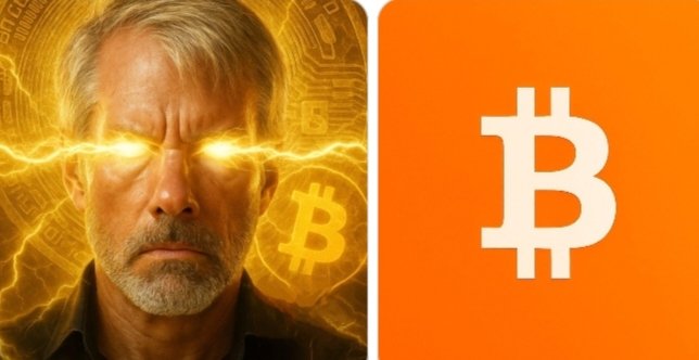 The image shows Michael Saylor with glowing lightning eyes alongside a Bitcoin symbol and logo, visually reinforcing the post's message that Strategy's Bitcoin bet under his leadership has paid off with $1.72 billion in unrealized profits according to Arkham.