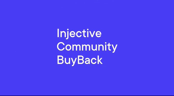 A simple blue screen displaying the white text 'Injective Community BuyBack'.