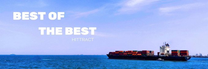 A coastal scene featuring a large container ship on blue waters with the text 'BEST OF THE BEST' and 'HITTRACT' displayed prominently.