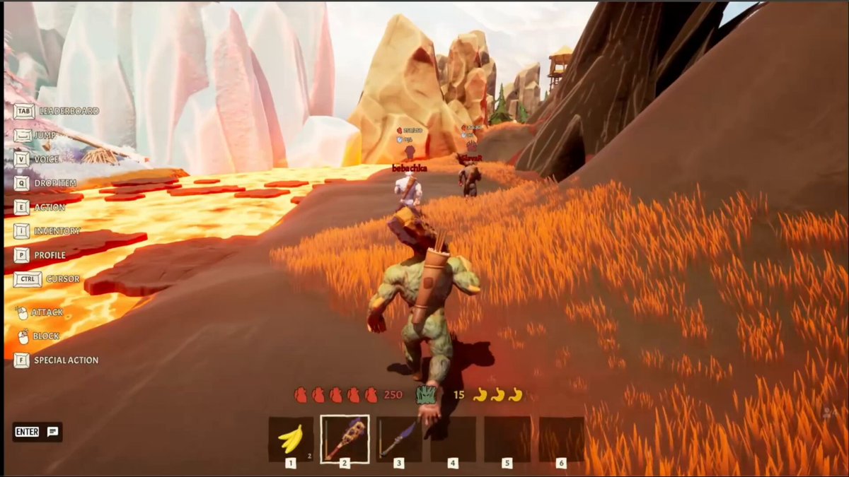 The image shows a man running through a desert landscape with mountains in the background, wearing a green shirt and carrying a sword. The caption reads "Sprint & Stamina Update coming soon. Manage your breath or your skull gets cracked. Simple as that. What’s changing? Everything. No stamina = No instinct. Get ready to sweat." This image is related to the post because it features a character running through a desert setting, which could be part of an adventure game with a focus on physical fitness and stamina management. The caption suggests that the player should manage their breath or their skull might crack if they don't have enough stamina, emphasizing the importance of endurance in such games.