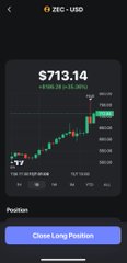 A blurry smartphone screenshot showing a stock or crypto chart with the number "3713.14" and an upward-trending green line.