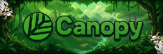 A green jungle-themed logo for 'Canopy' featuring a leaf icon and cartoon monkeys on either side.