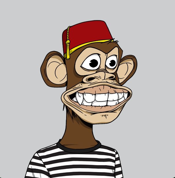 A cartoon illustration of a brown monkey wearing a red fez hat and a black-and-white striped shirt, featuring a wide grinning expression.