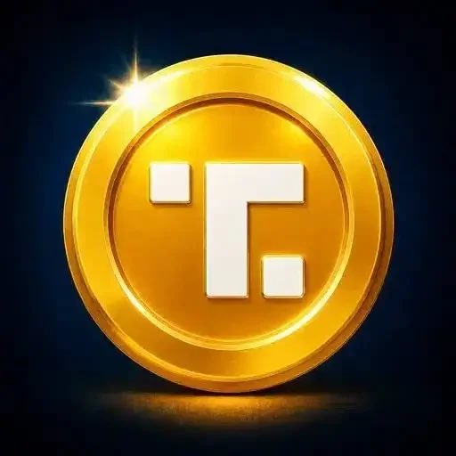 A gleaming gold coin featuring a bold white "T." emblem on its face is displayed against a dark blue background with a starburst highlight. The image visually represents the "$TRUTH" cryptocurrency token being promoted in the post, emphasizing its premium, valuable status as a potential investment opportunity.