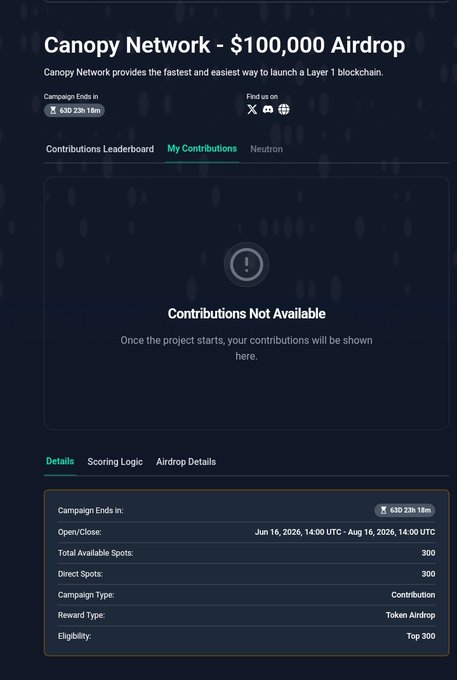 The image features an email sent from a Campaign Board to an audience regarding a fundraising project for the nucleus campaign on Gn CNPY Network. It shows that the project has not started yet, but anyone with a good understanding of the concept can contribute and be part of the top 300 people who will receive a reward pool after completing the task. The email also provides information about how to join the fundraiser if interested in participating.